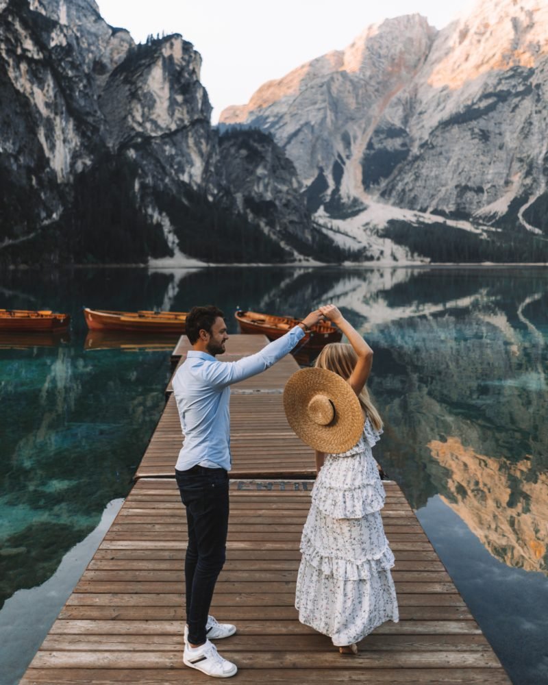 Visit the beautiful lago di braies in the Dolomites UNESCO in Italy